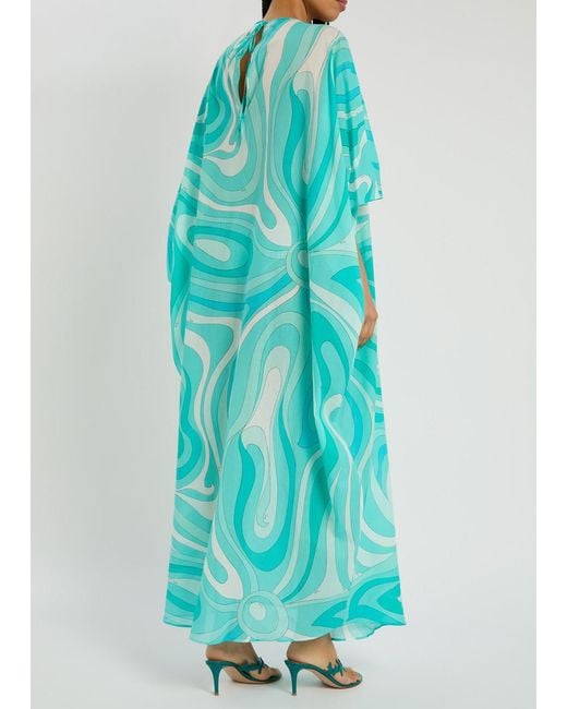 Emilio Pucci Blue Printed Cotton Kaftan