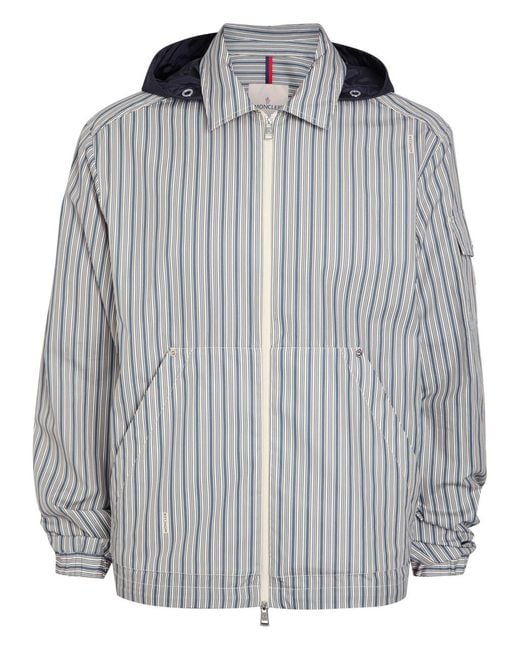 Moncler Gray Havas Striped Hooded Cotton Jacket for men