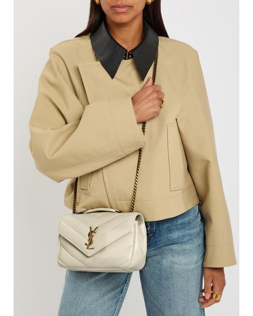 Saint Laurent Natural Loulou Small Quilted Leather Shoulder Bag