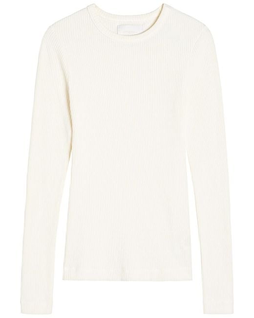 Citizens of Humanity White Bina Ribbed Stretch-Jersey Top