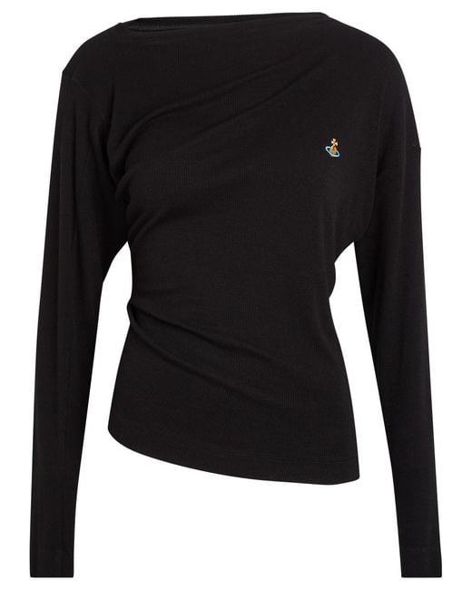 Vivienne Westwood Black Hebo Asymmetric Long-Sleeve Knit Top