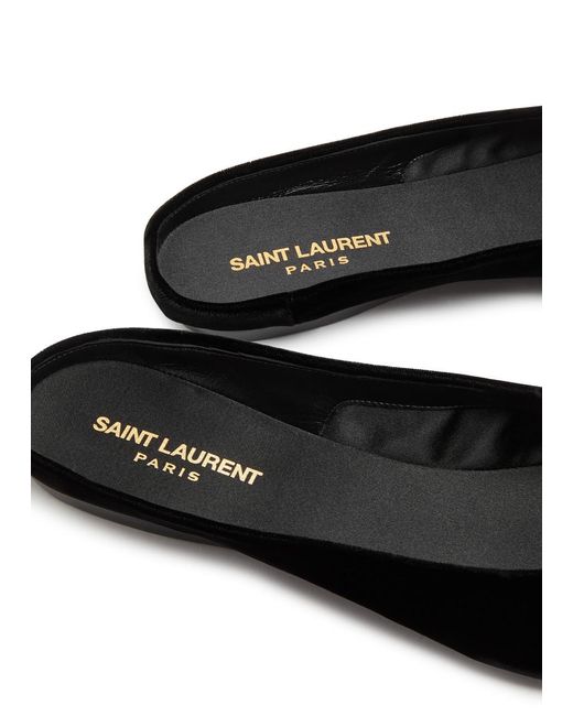 Saint Laurent Black Lido Velvet Flats