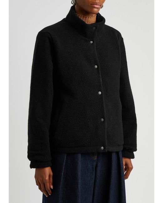 Eileen Fisher Black Reversible Quilted Shell And Wool-blend Jacket