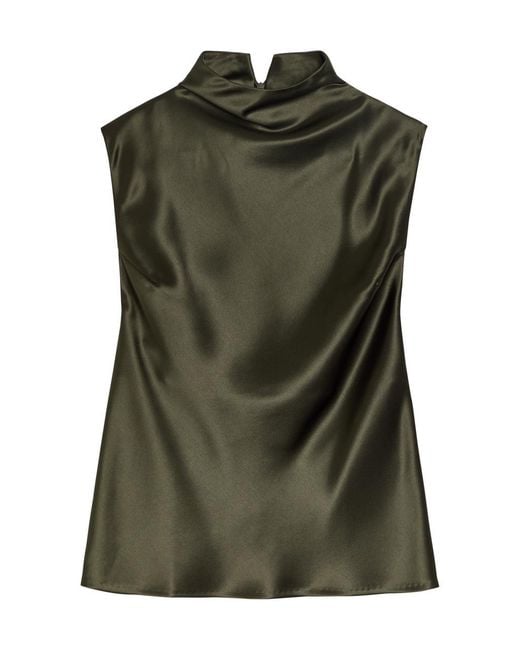 Nanushka Green Colson Draped Satin Top