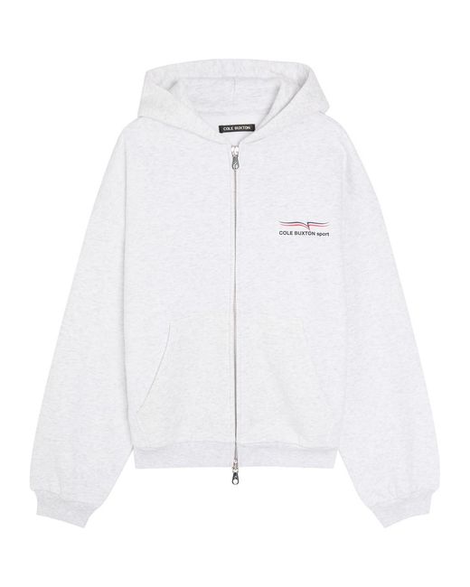 Cole Buxton White Hooded Printed Cotton Sweatshirt for men