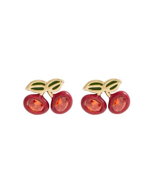COACH Red Cherry Embellished Stud Earrings