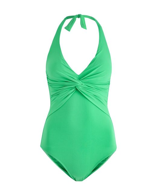 Melissa Odabash Green Zanzibar Halterneck Knotted Swimsuit