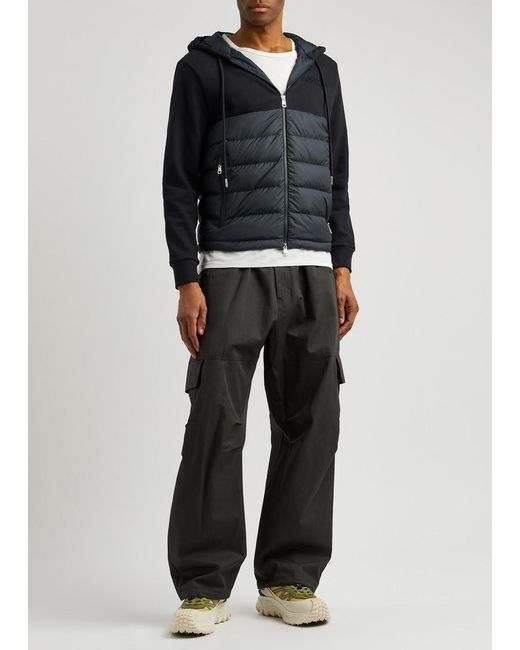 Moncler Blue Hooded Jersey And Quilted Shell Sweatshirt for men