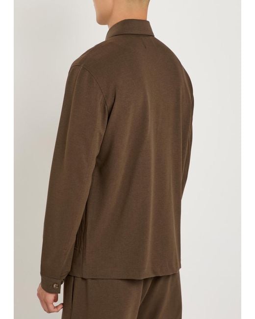 Raith Brown Geneva Textured Jersey Overshirt for men