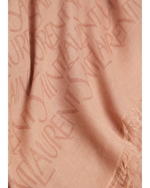 Saint Laurent Natural Logo-Monogrammed Modal-Blend Scarf