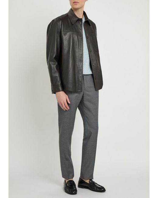 Slowear Black Leather Overshirt Jacket for men