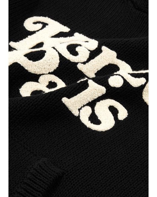 KENZO Black Logo Hooded Knitted Cotton Sweatshirt for men