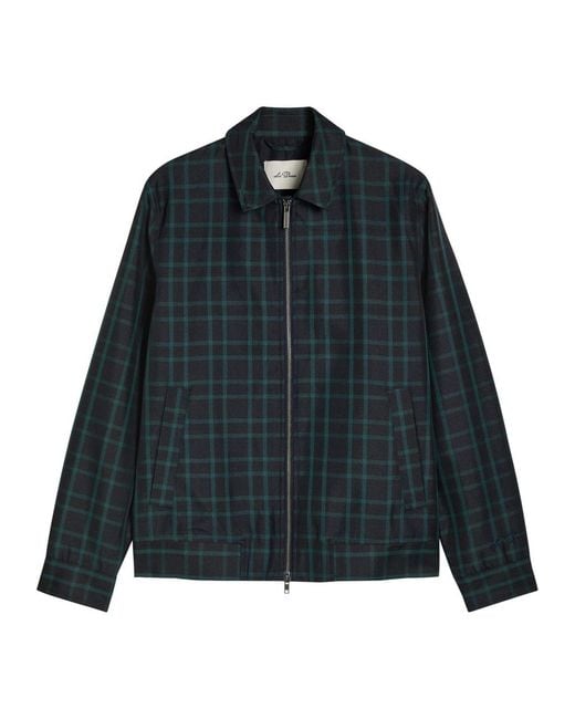 Les Deux Blue Como Coach Checked Twill Jacket for men