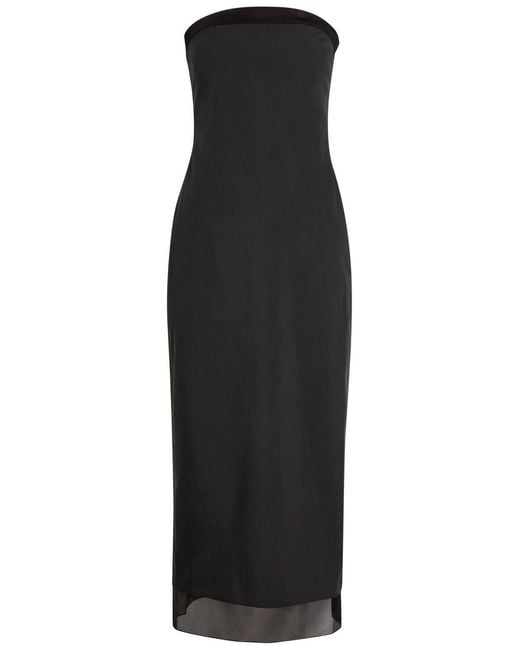 Voranida Black Tylyn Strapless Cotton-Poplin Midi Dress
