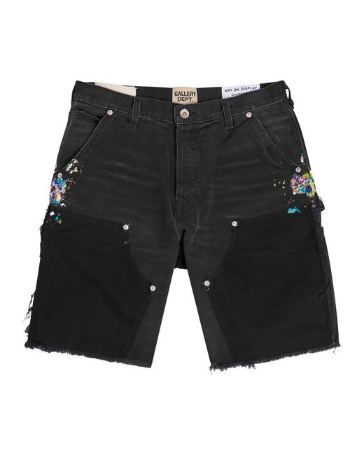GALLERY DEPT. Black Carpenter Cut Off Canvas Shorts for men