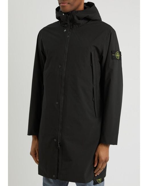 Stone Island Black Hooded Shell Parka for men