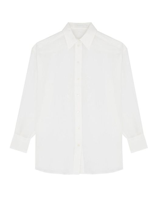 Zimmermann White Alight Floral-embroidered Ramie Shirt