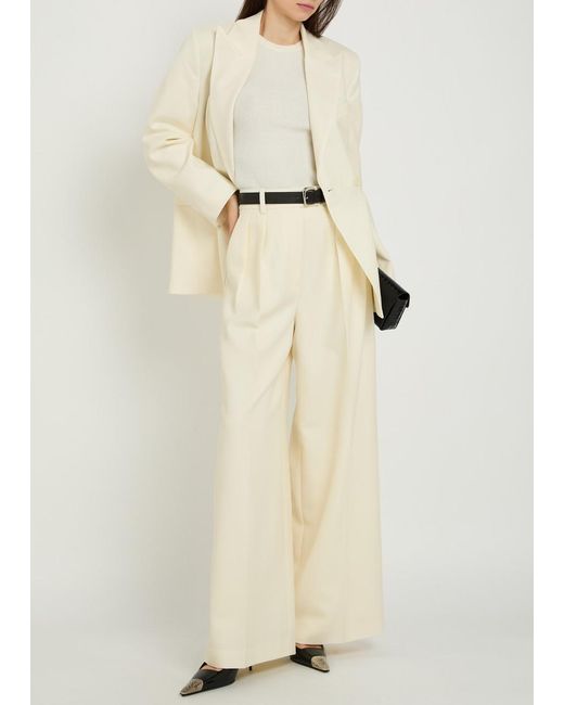 Anine Bing Natural Tiphaine Double-Breasted Woven Blazer