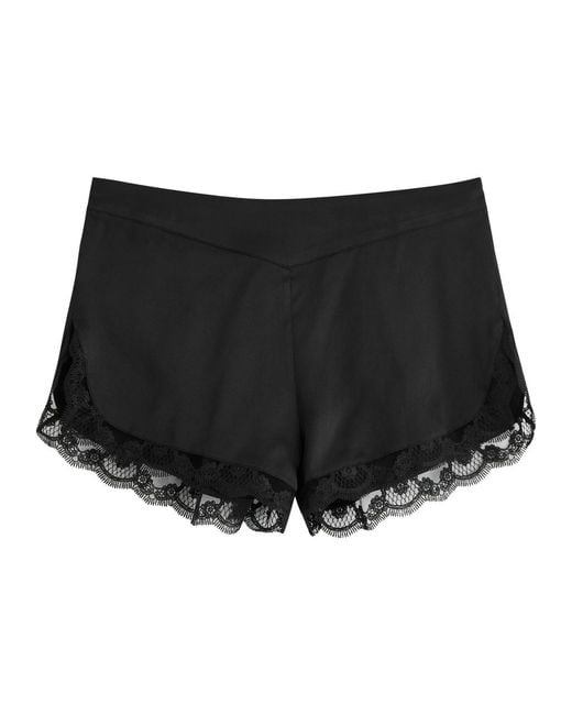 Simone Perele Black Love Me Lace-Trim Silk-Satin Pyjama Shorts