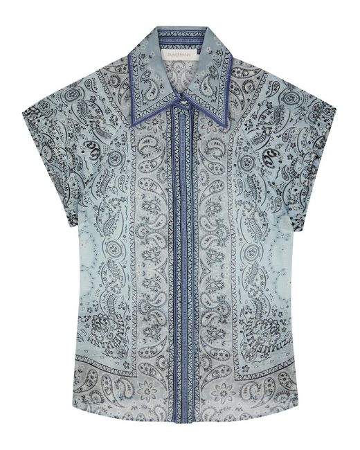 Zimmermann Blue Matchmaker Printed Linen-blend Shirt for men