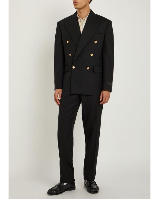 Versace Black Double-Breasted Wool Blazer for men