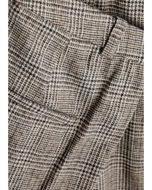 Vince Gray Plaid Wool-Blend Trousers