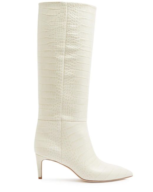 Paris Texas White 60 Crocodile-effect Leather Knee-high Boots