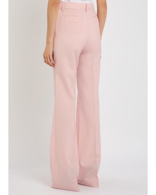 Sportmax Pink Flared-Leg Wool Trousers