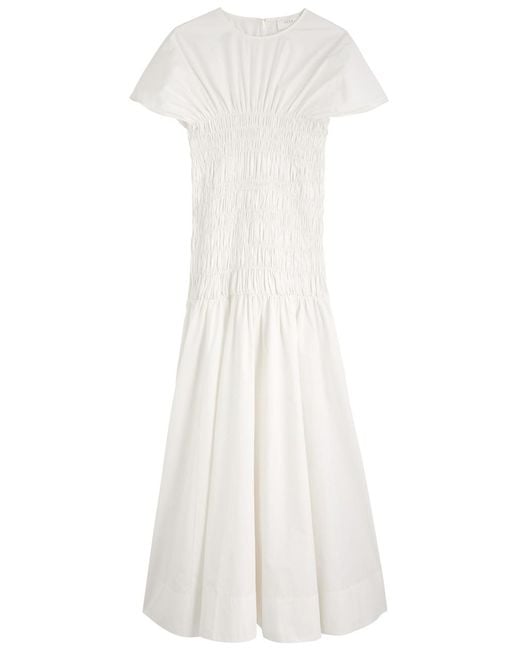 Clea White Piera Cotton-Poplin Midi Dress