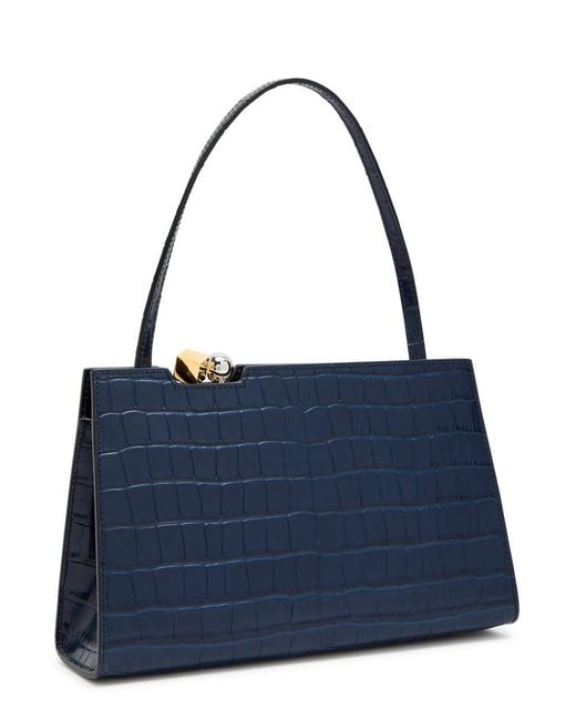 Jacquemus Blue Le Salon Crocodile-Effect Leather Shoulder Bag