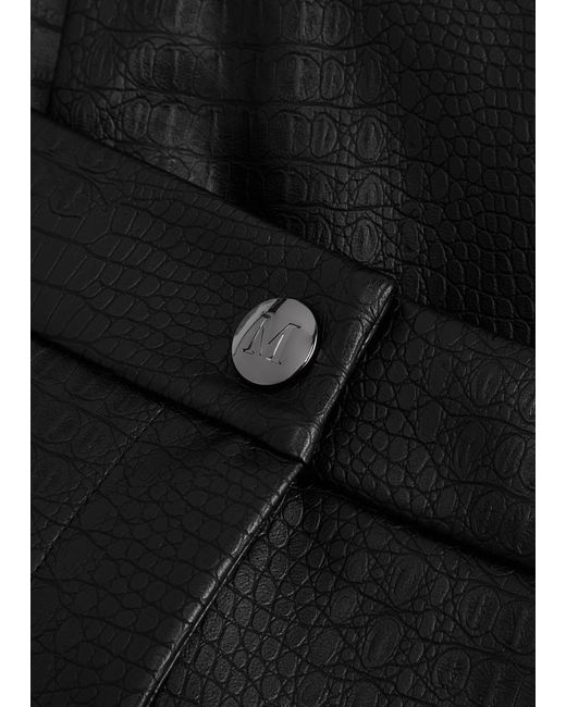 Max Mara Black Queva Crocodile-effect Faux Leather Trousers