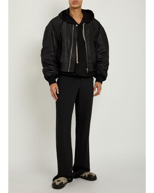 Rick Owens Black Secchia Silk Bomber Jacket for men