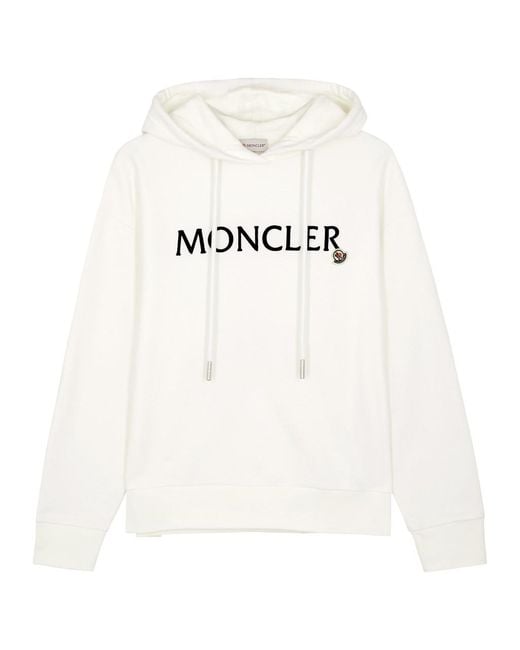 Moncler White Logo-embroidered Hooded Cotton Sweatshirt