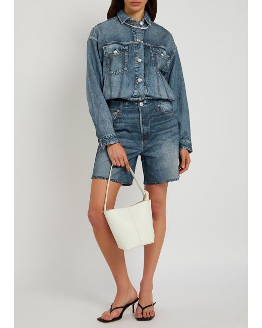 Rag & Bone Blue Miramar Trucker Denim-Print Terry Jacket