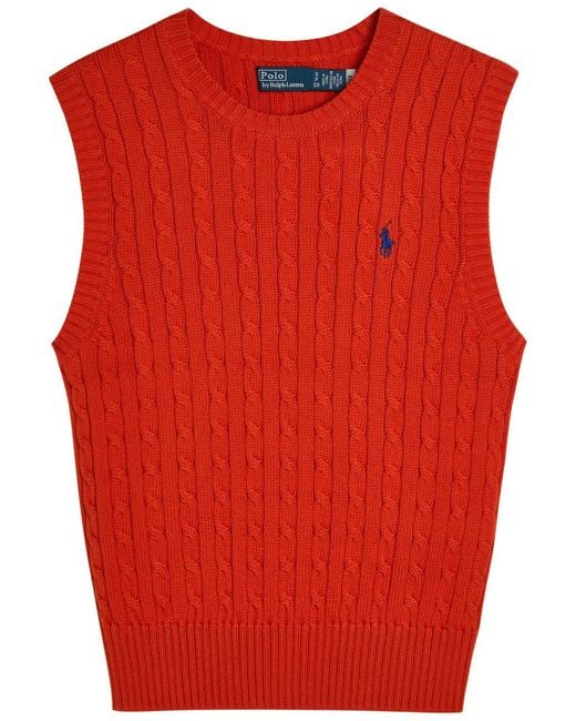 Polo Ralph Lauren Logo-Embroidered Cable-Knit Cotton Vest