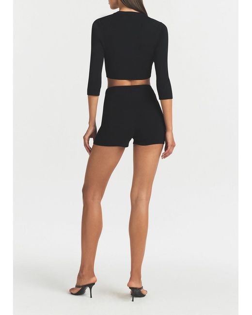 Skims Black High-Waisted Knit Shorts