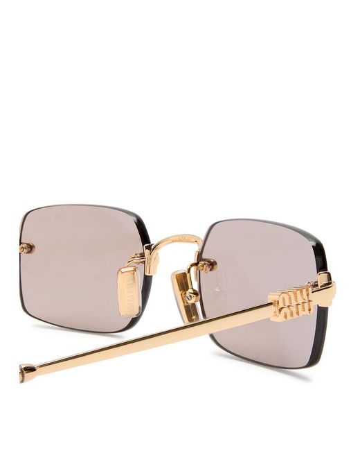 Miu Miu White Rimless Rectangle-Frame Sunglasses