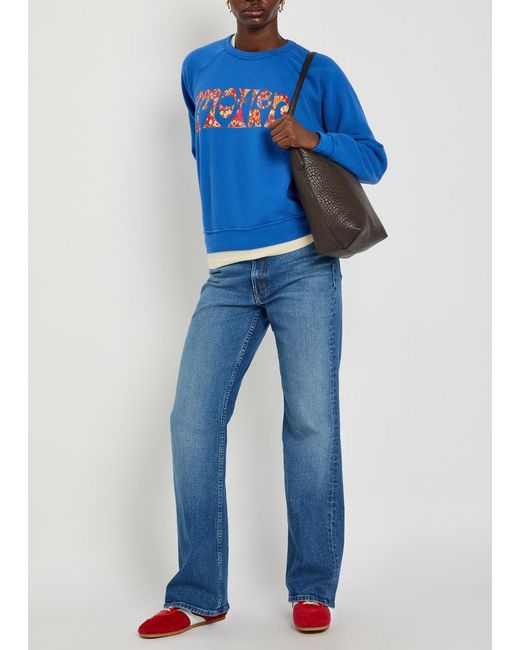 Mother Blue The Bookie Sneak Straight-Leg Denim Jeans