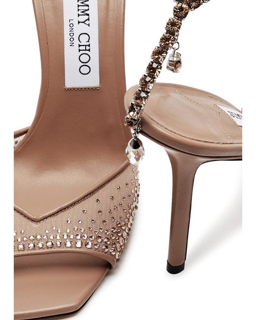 Jimmy Choo Metallic Saeda 100 Crystal-embellished Leather Sandals