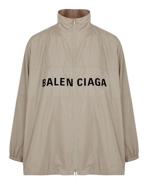 Balenciaga Gray Logo-Print Shell Jacket for men