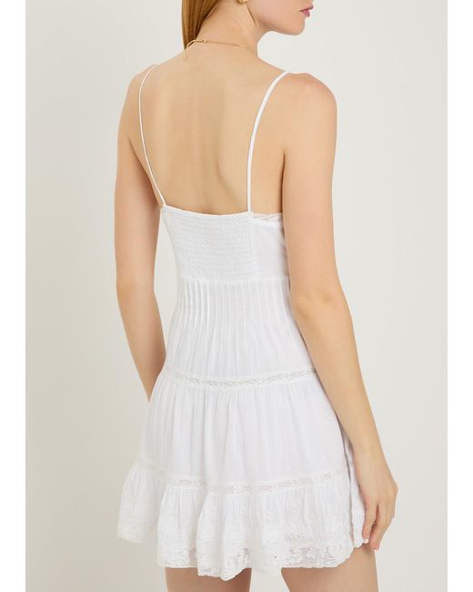LoveShackFancy White Zuri Embroidered Cotton Mini Dress