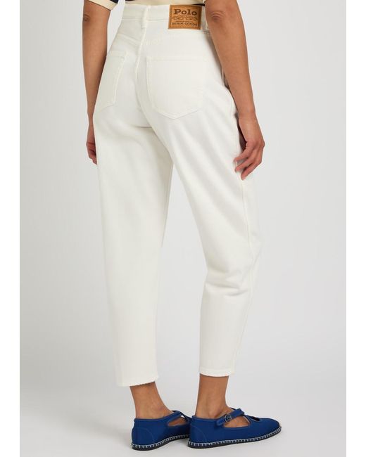Polo Ralph Lauren White Curved Tapered-Leg Jeans
