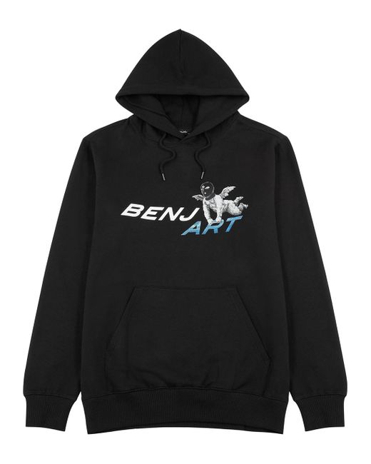 Benjart Black Cherub Hooded Cotton-blend Sweatshirt for men