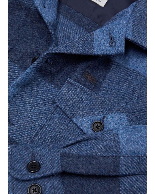 Nudie Jeans Blue Vincent Checked Wool-blend Overshirt for men