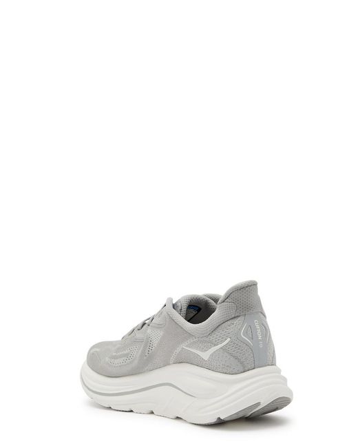 Hoka One One White Clifton 10 Mesh-Knit Sneakers