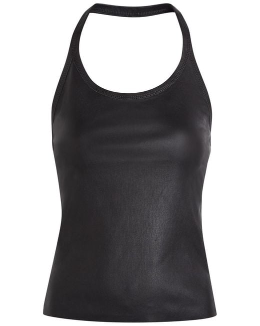 Stouls Black Cherry Halterneck Stretch-Leather Top