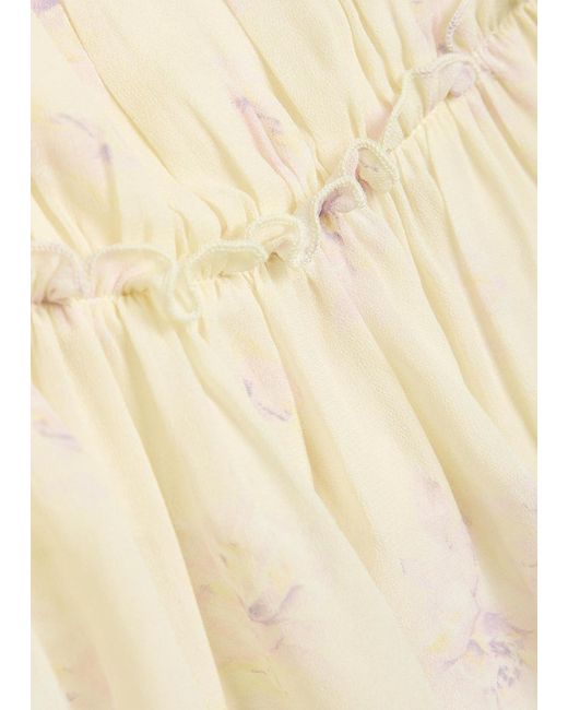 LoveShackFancy White Siena Floral-Print Georgette Top
