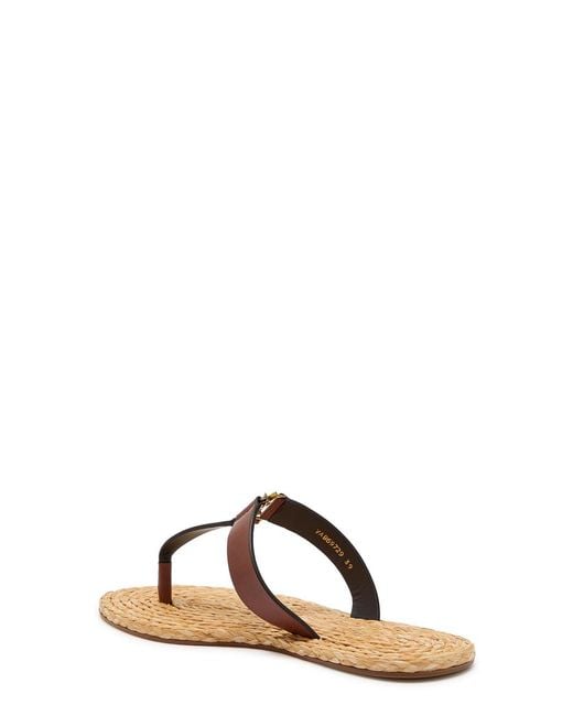 Saint Laurent Brown Babylone Raffia And Leather Sandals