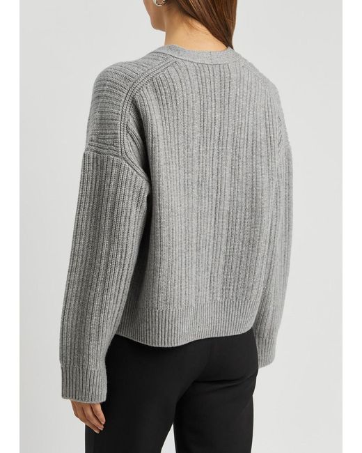 Helmut Lang Gray Wool And Cashmere-blend Cardigan