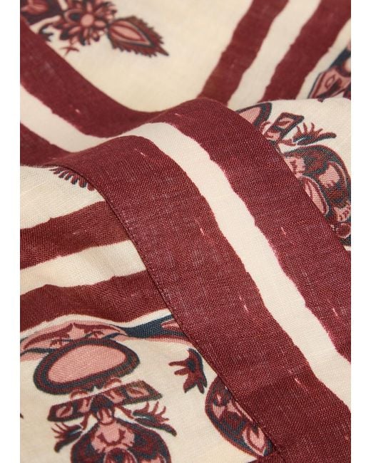 Johanna Ortiz Red Roots Printed Linen Mini Wrap Skirt